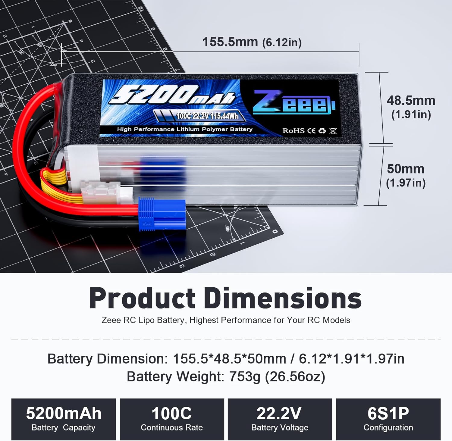 Zeee 6S 5200mAh Lipo batteria  - Drone Battery 6S recensione e prezzo